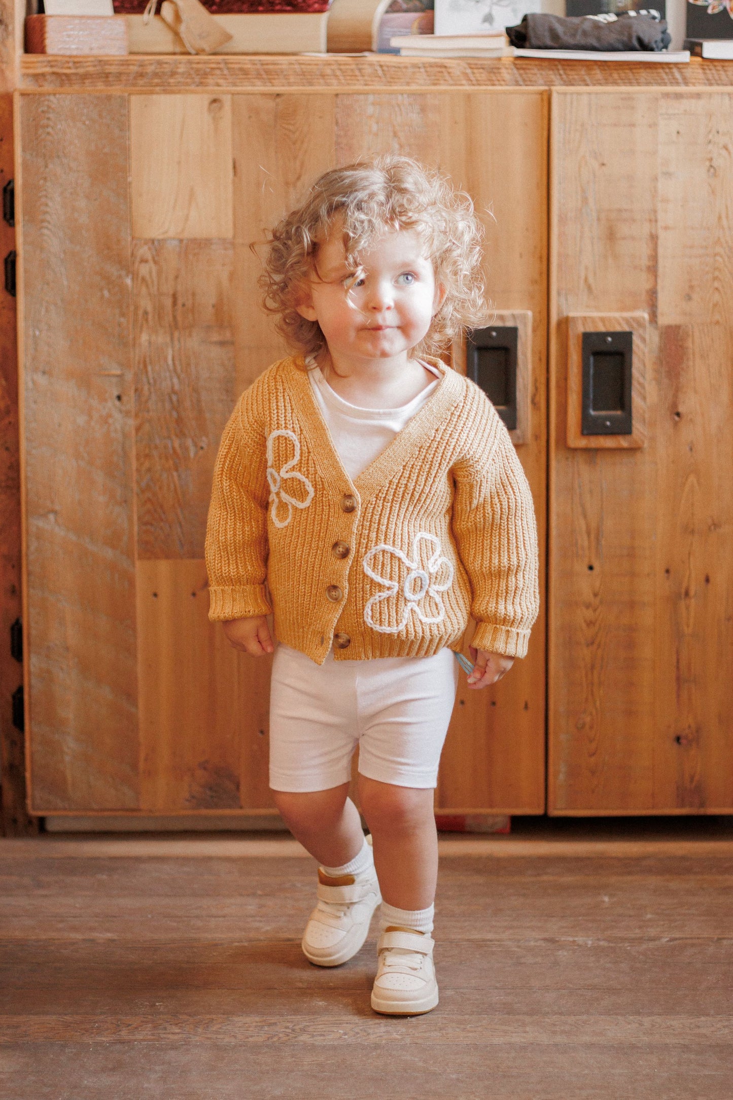 Dizzy Flower Cardigan in Marigold