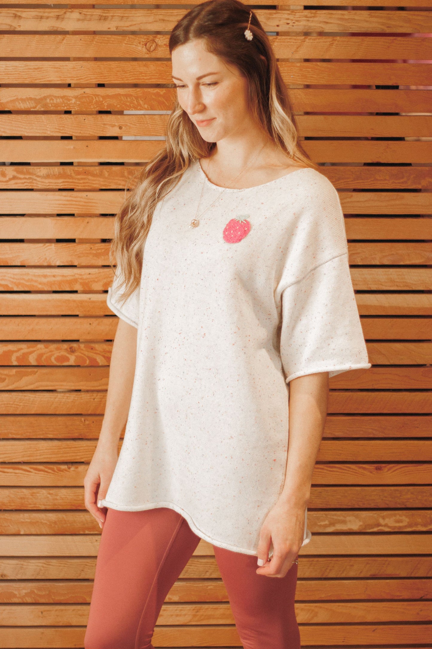 Adult Knit T-Shirt in Strawberry Confetti